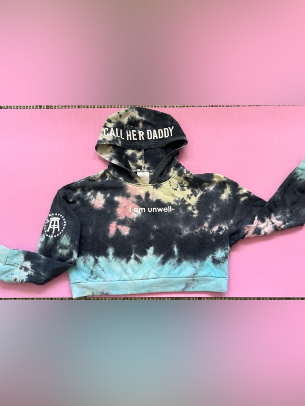 Alex Cooper/Unwell/Call her daddy/cropped tie-dye hoodie-Small